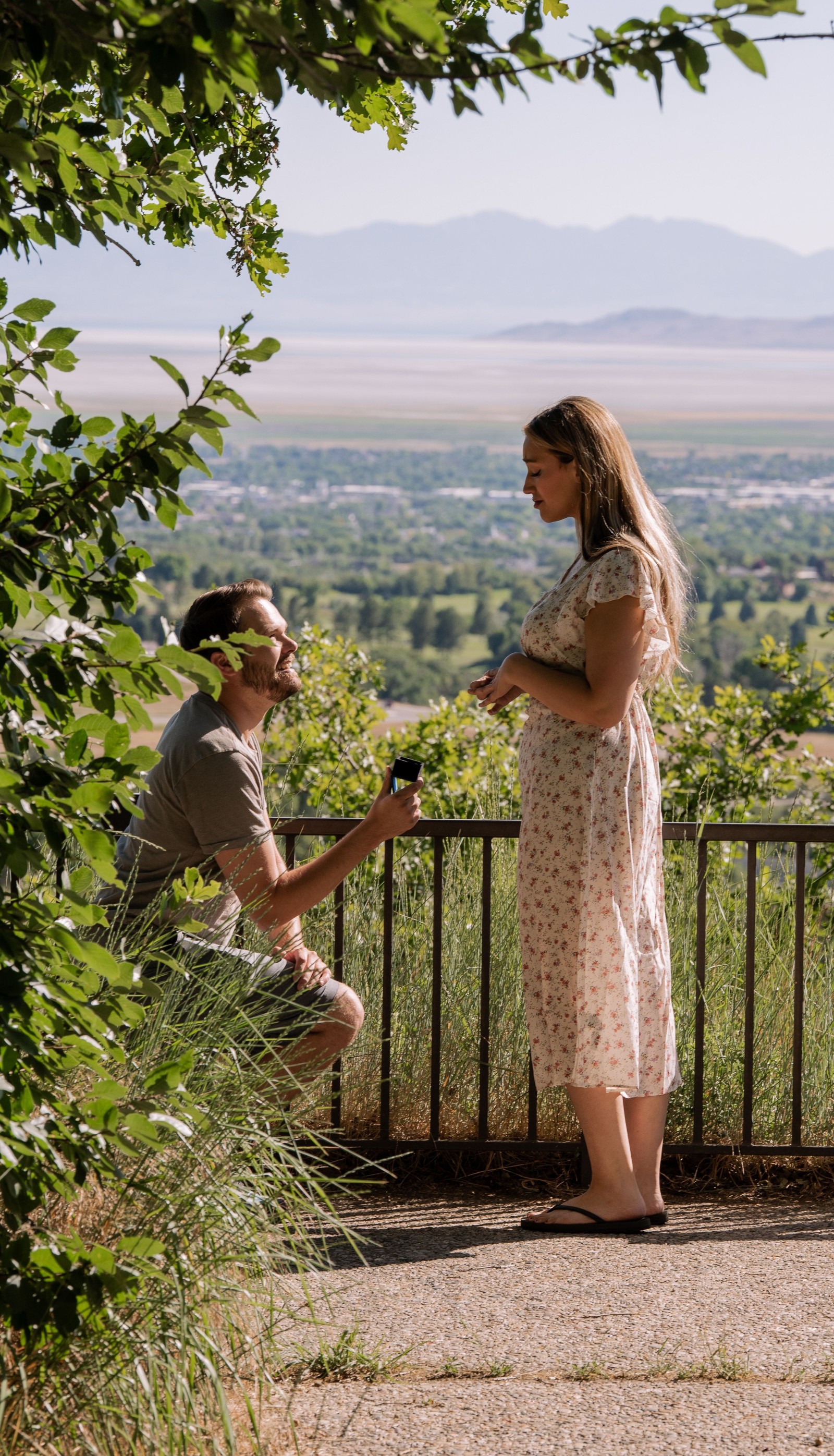 Jameson proposing to Dawsyn at Fernwood Lookout above the Layton valley